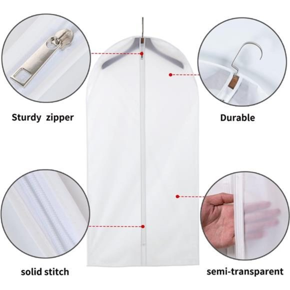 Clear Garment Bags Clothes Covers Protecting Dusts (Set of 12) for Storage Bags - Picture 3 of 7